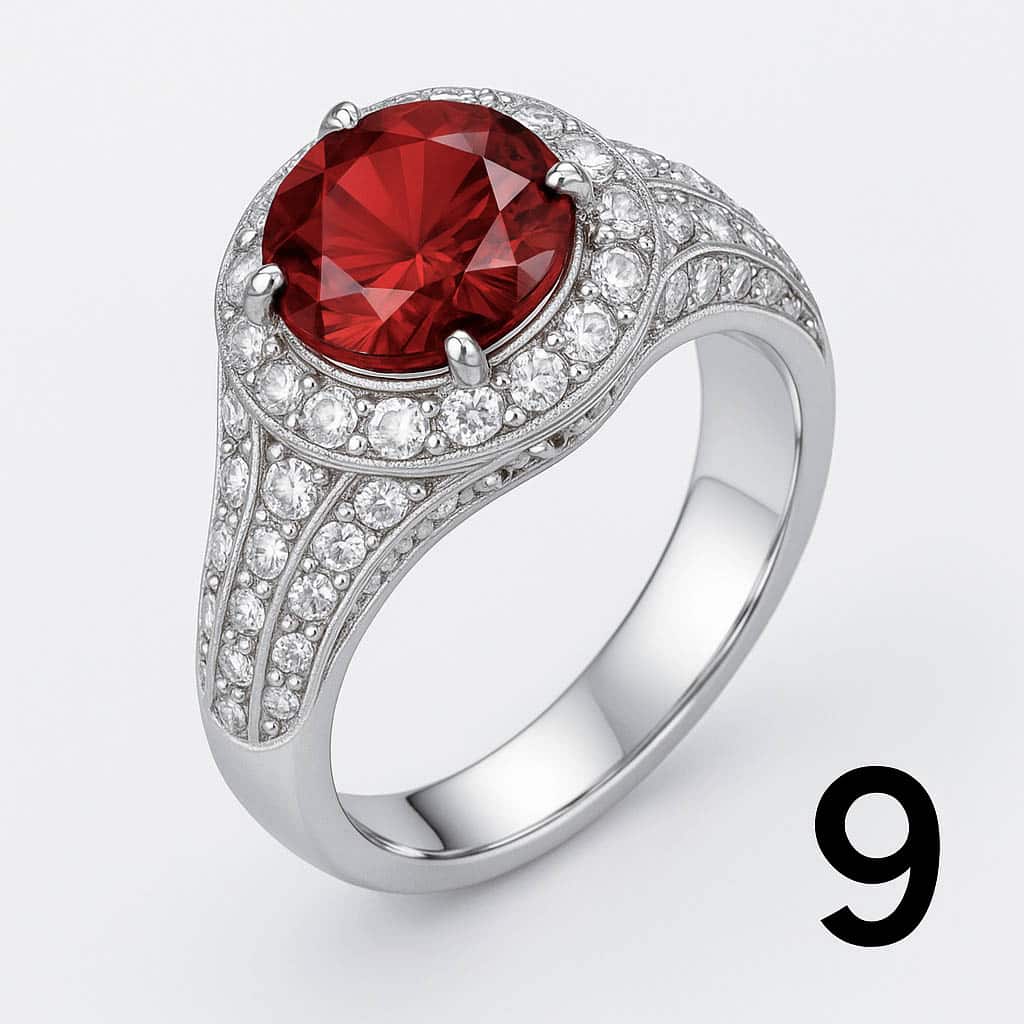 Ring with fiery red ruby