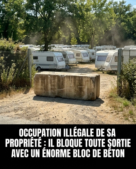 Son terrain squatté : il empêche les occupants de partir en installant un énorme bloc de béton