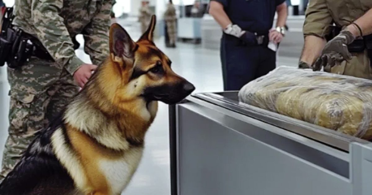 Un chien policier repère un colis à l’aéroport et commence à aboyer devant l’agent de sécurité
