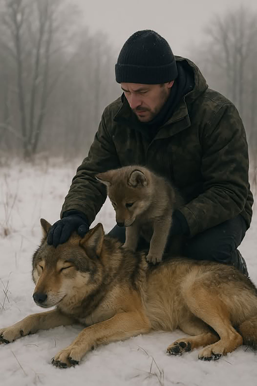 Un homme a secouru une louve blessée et son petit, sans se douter de ce qui arriverait le lendemain. Et lorsque cela se produisit enfin, tout le village fut profondément bouleversé par la scène