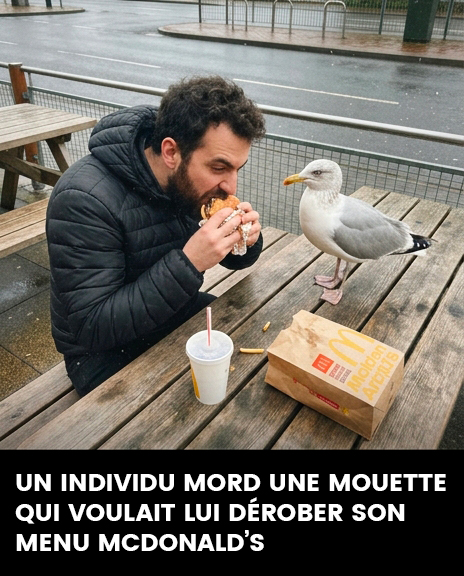 Un homme mord une mouette qui tentait de lui voler son repas acheté chez McDonald's