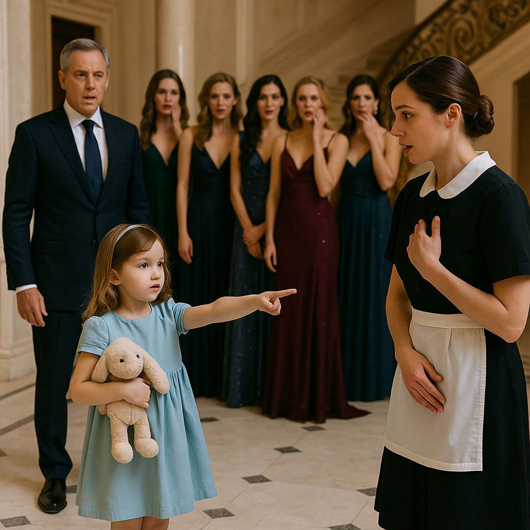 Un milliardaire invite des mannequins pour que sa fille choisisse une mère — mais elle désigne la femme de ménage