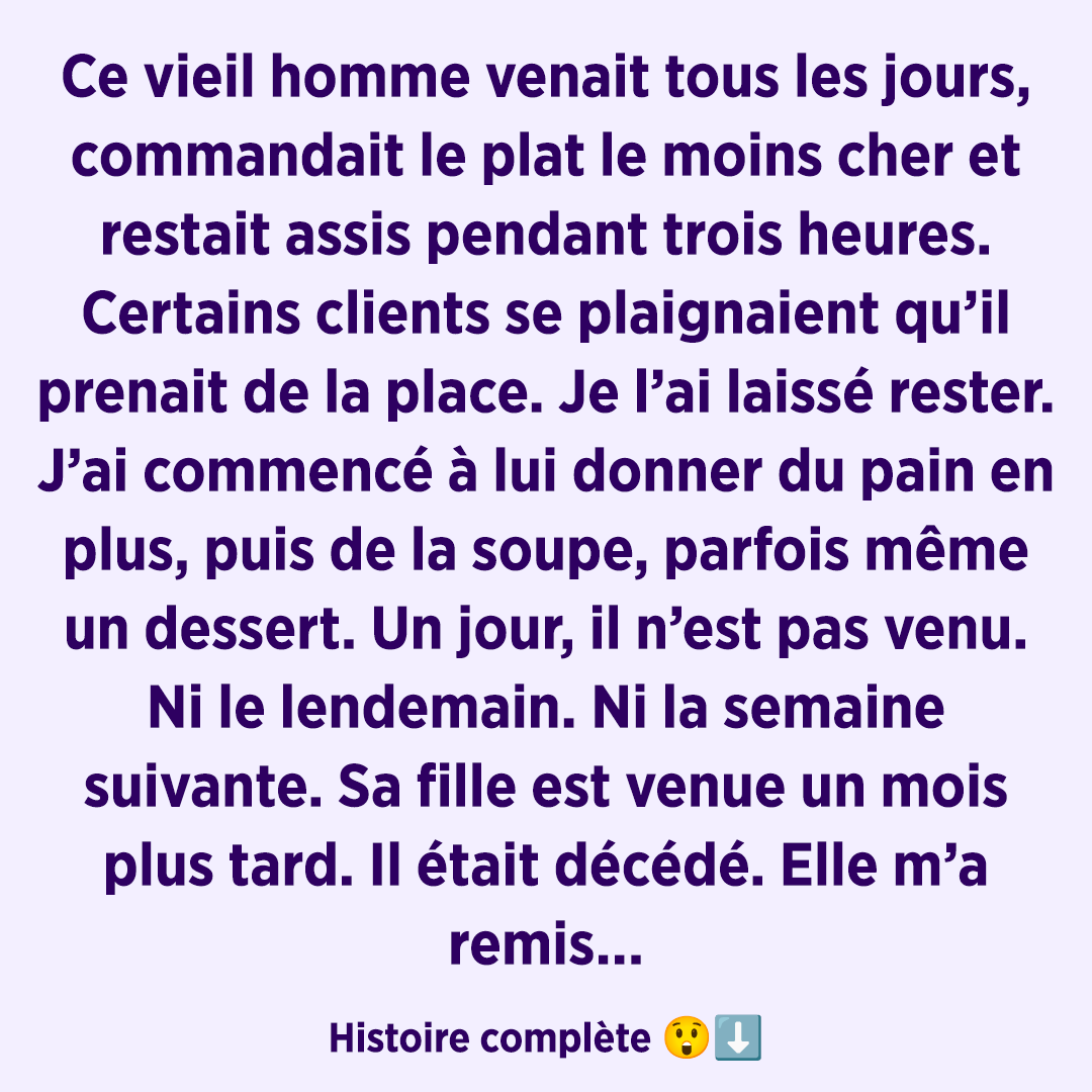 Un vieil homme commandait chaque jour le repas le moins cher – et m’a laissé un souvenir que je garderai à jamais
