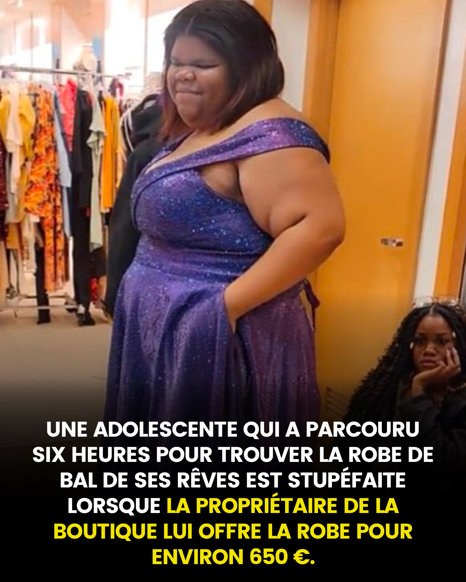 Une adolescente qui a parcouru six heures de route pour trouver la robe de bal de ses rêves est stupéfaite lorsque la propriétaire du magasin lui offre la robe pour environ 650 € : « L’univers me disait : donne-lui simplement la robe. »