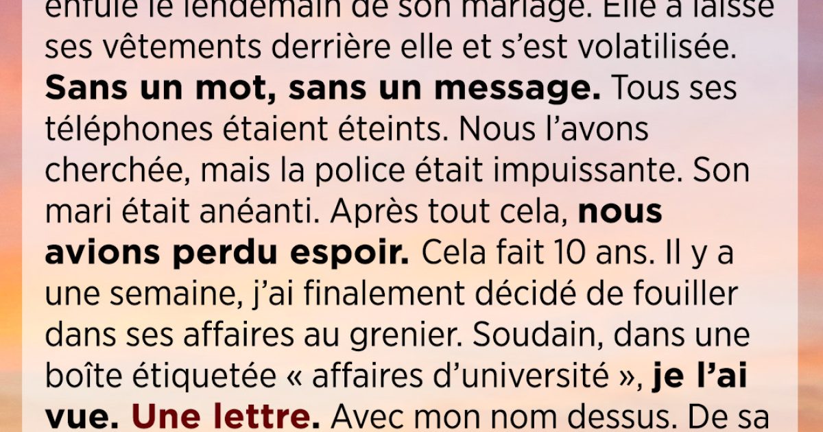 Une décennie de questions auxquelles répond une seule lettre