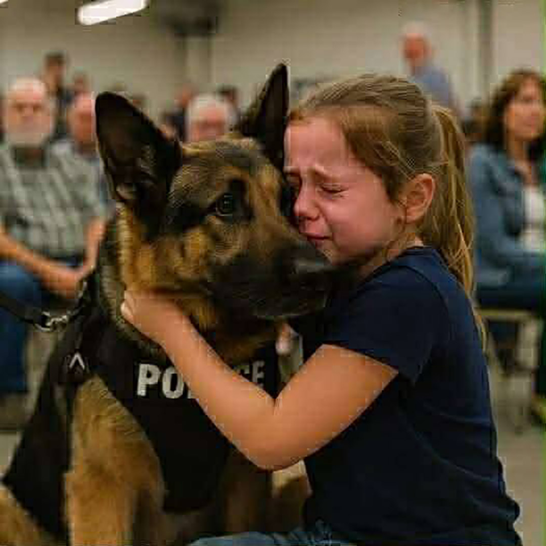 Une fillette entre seule dans une vente aux enchères de chiens policiers — ce qui s’est passé ensuite a ému toute la salle aux larmes