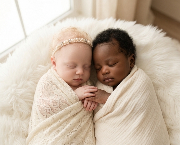 Une photographe donne naissance à des jumeaux, un noir et un blanc – elle prend de magnifiques photos de sa fille albinos